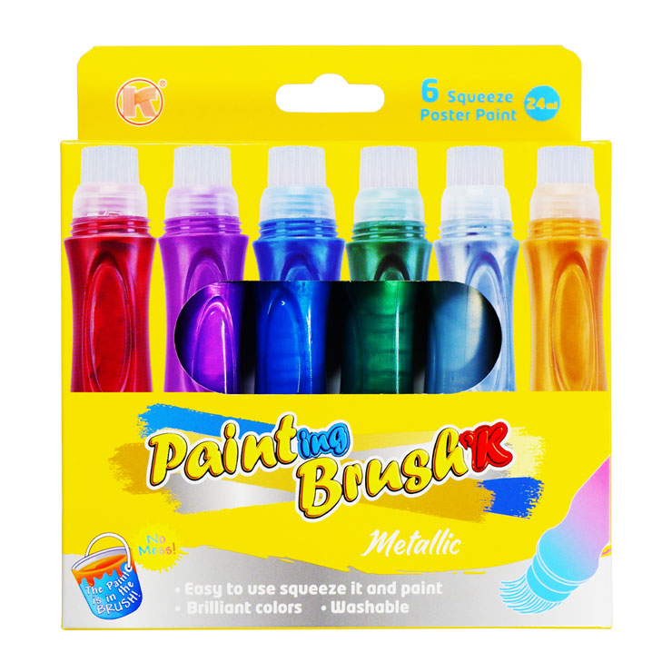 Xingda Paint Brush FB24MT 6 Metallic Colors 24ml - Arts & Crafts Supplies