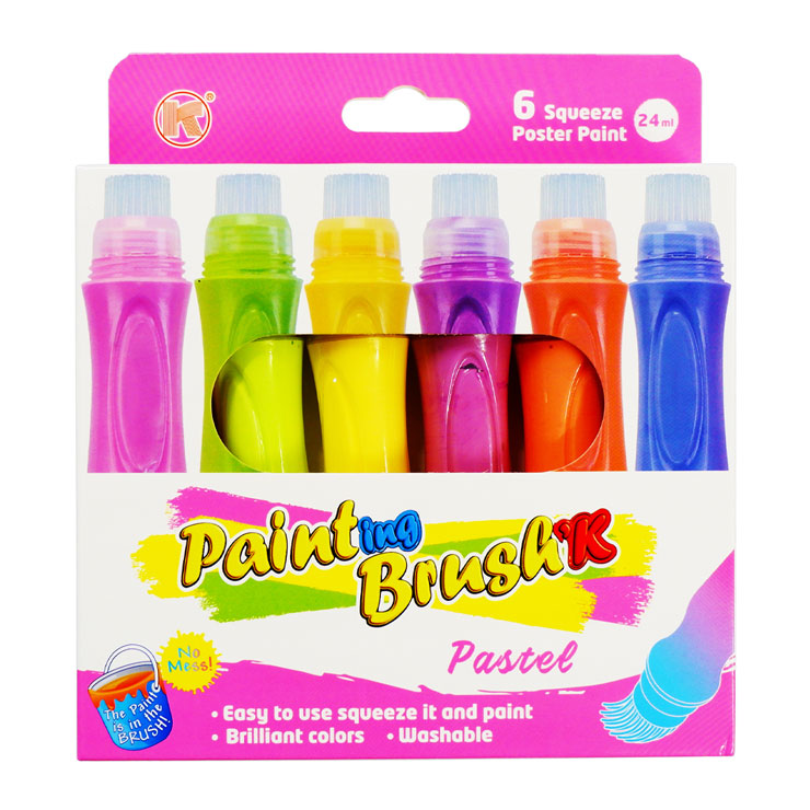 Xingda Paint Brush FB24P 6 Pastel Colors 24ml - Arts & Crafts Supplies