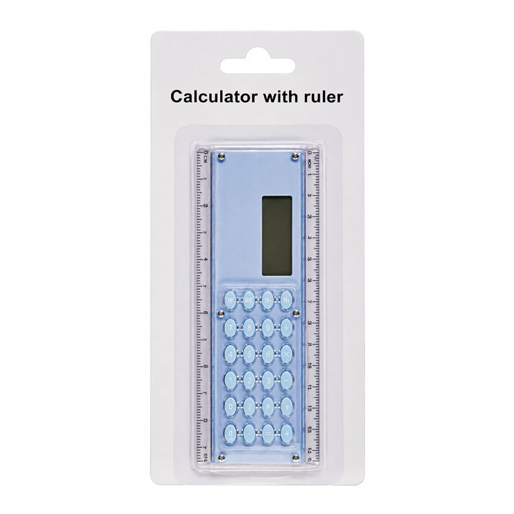 Handheld Calculator JS2808-B Sky Blue W Ruler - Calculators