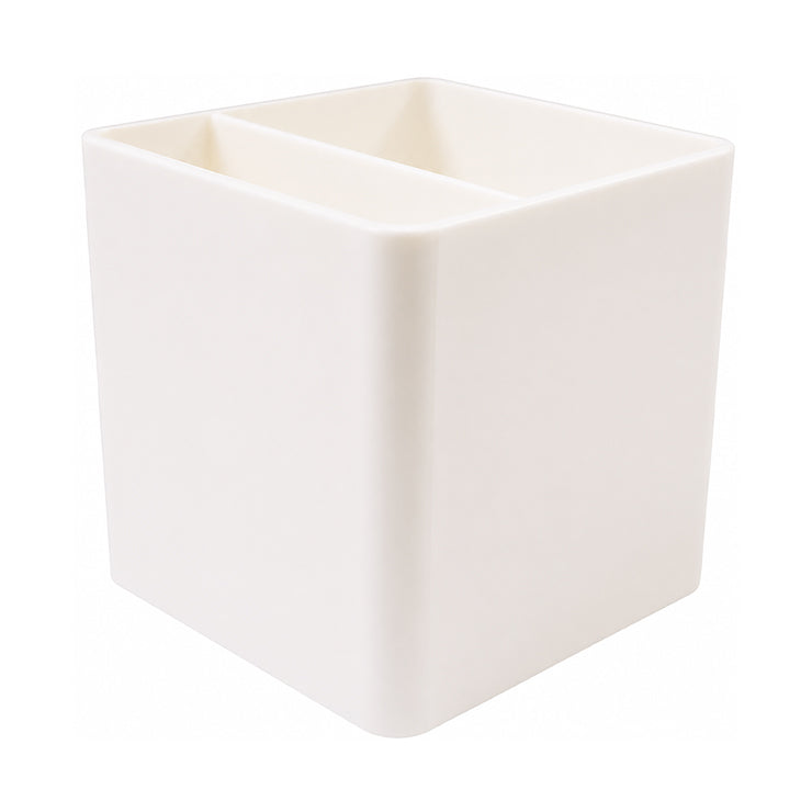 Pen Holder 8110 White Plastic Square - Desk Sorters & Trays