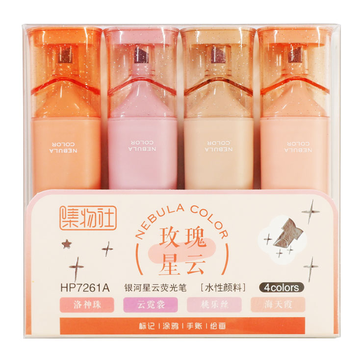 Glitter Highlighter Peach Series 4's HP7261A-4 - School & Office Supplies - Writing