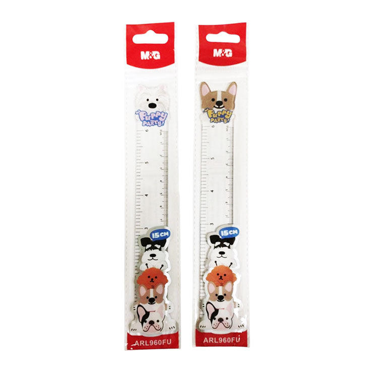 M&G Puppy Party Ruler 2 Designs 15cm ARL960FU- Sold per piece