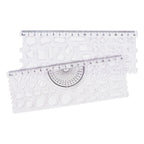 Plastic Ruler Multi-Functional with Built in Protractor and Shapes Clear 7092
