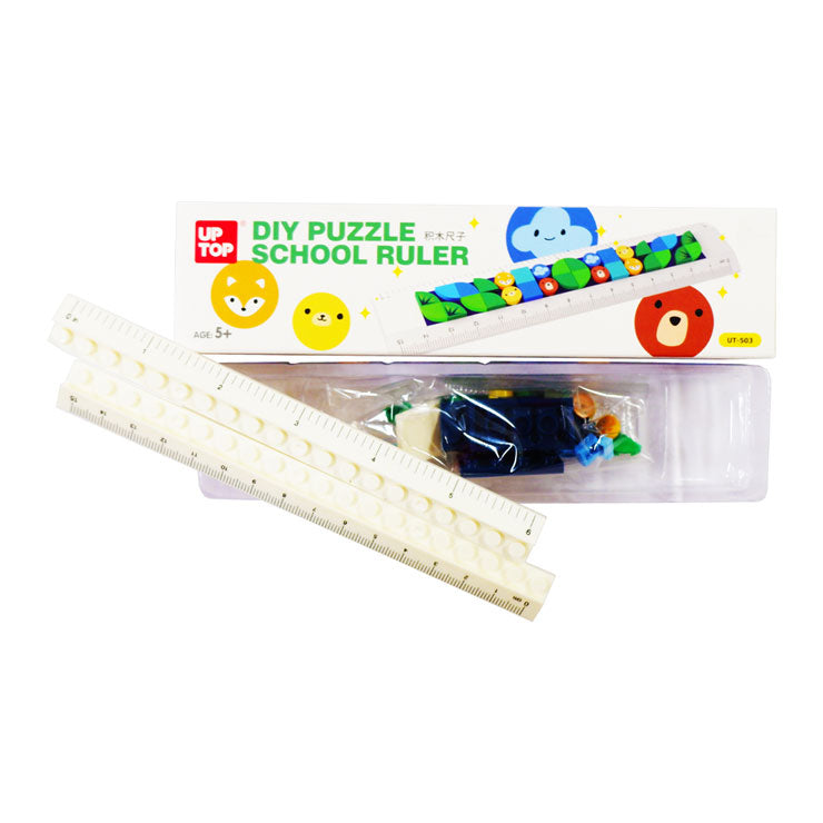 Plastic Ruler Multi-Functional with Shapes DIY Puzzle 15 cm 2 colors 502 (Assorted )