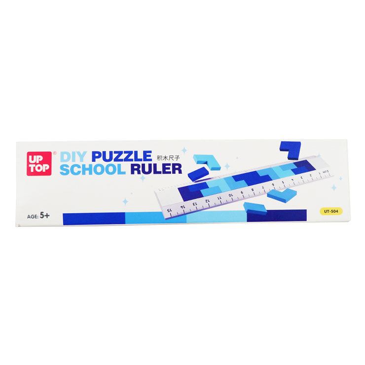 Plastic Ruler DIY Puzzle 15cm  504, Purple, Green, Yellow, Blue