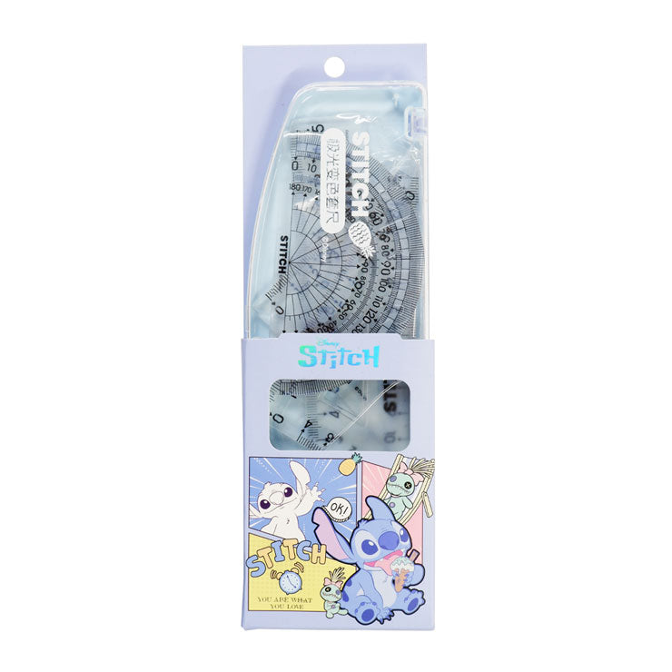 Lilo & Stitch Math Set Ruler Protractor 2 Triangles A74024-W1, Clear