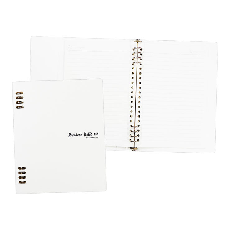 Premiere Notes Ring Binder Refillable Notebook A5 60 sheets - Kraft White