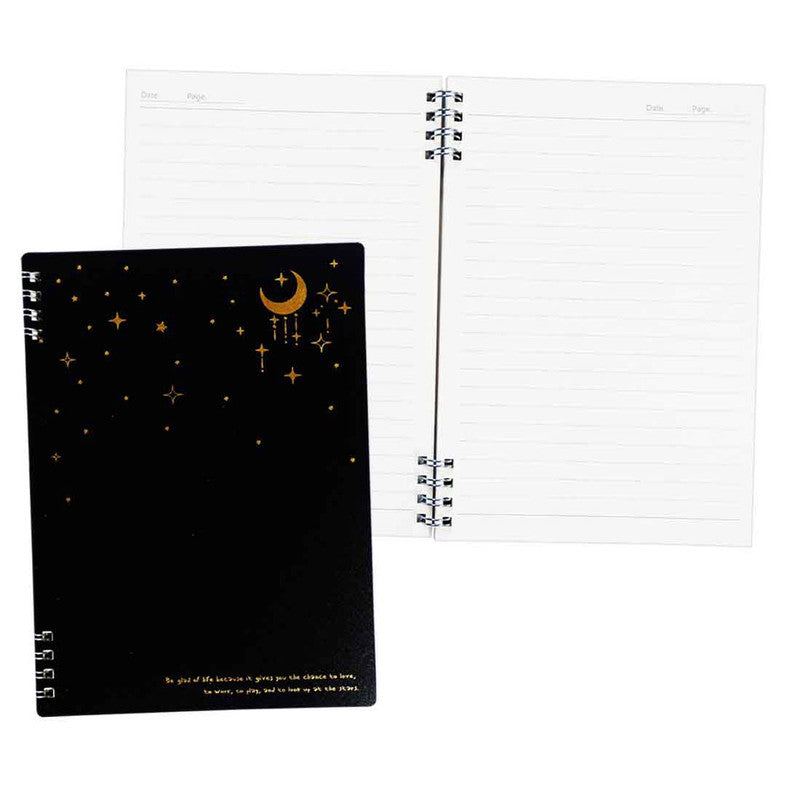 Premiere Notes Split Ring Notebook A5 60Sheets Wish Of Stars Clear Black