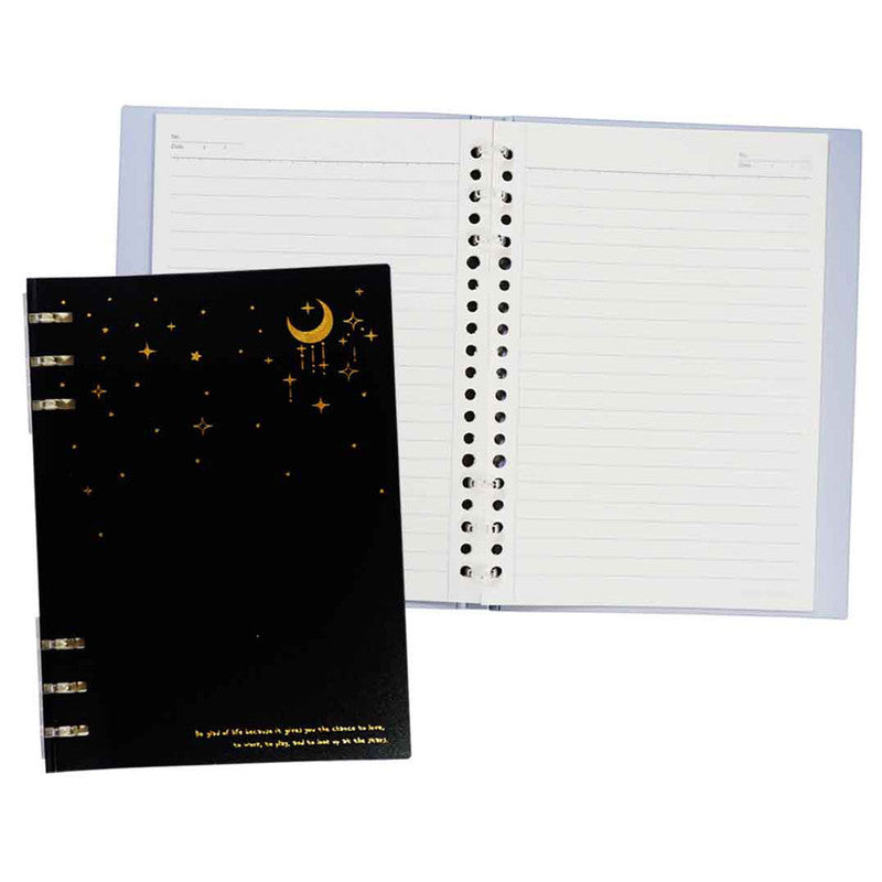 Premiere Notes Refillable Split Ring Notebook A5 40Sheets Wish Of Stars Black