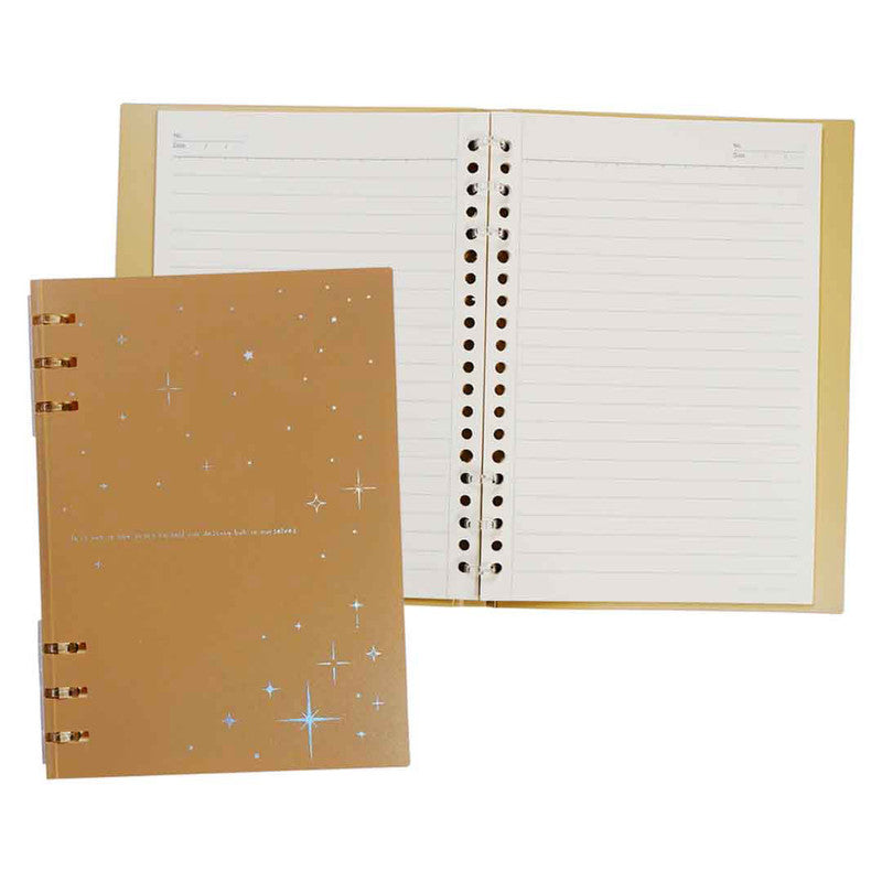 Premiere Notes Refillable Split Ring Notebook A5 40Sheets Wish Of Stars Brown