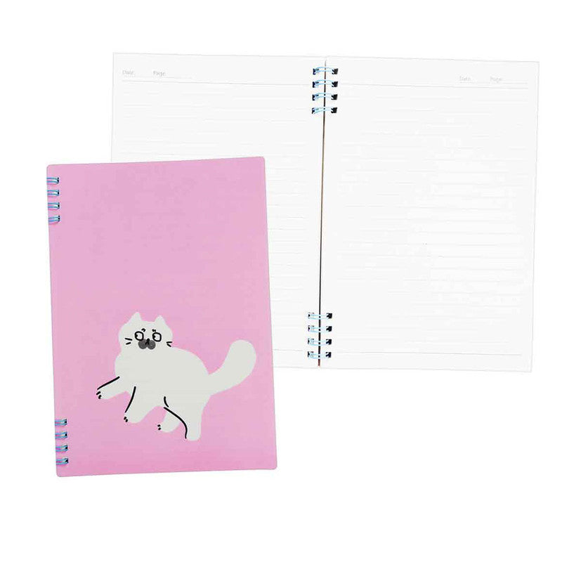 Premiere Notes Split Ring Soft Spiral Notebook A5 60Sheets Meow'S Happiness Pink