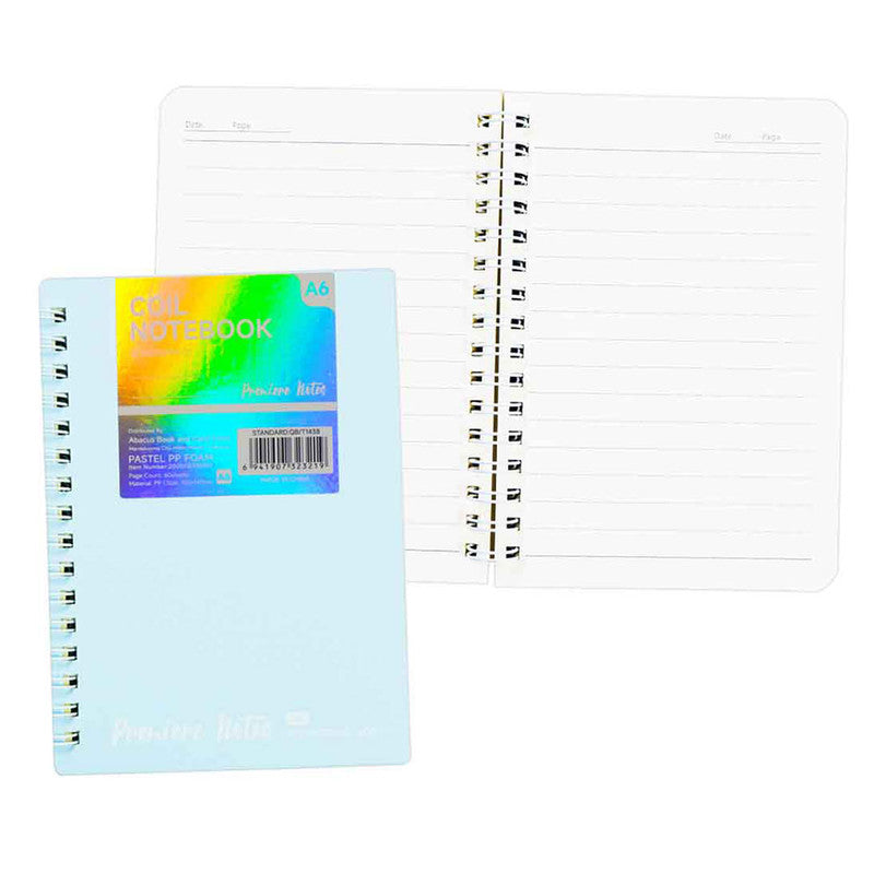 Premiere Notes Spiral Notebook A6 60Sheets Pp Foam Pastel Blue