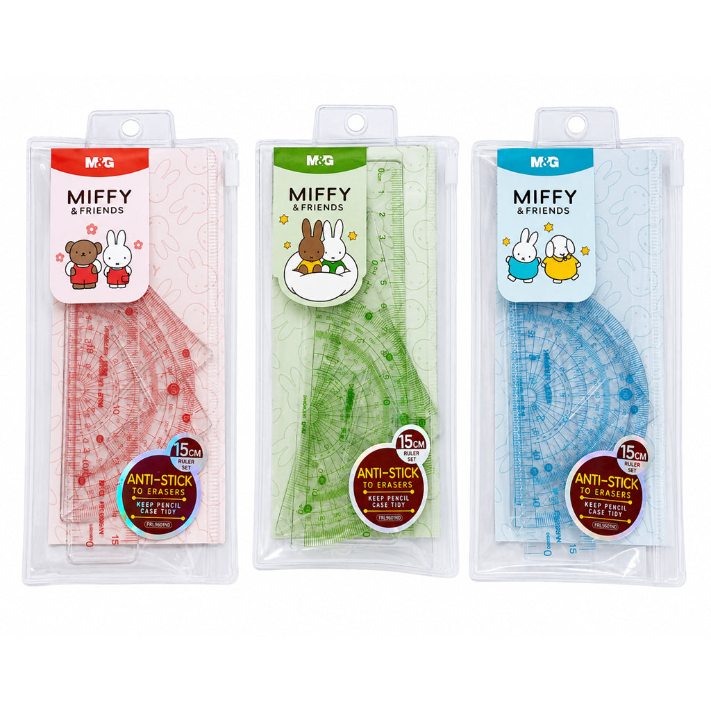M&G Miffy & Friends Ruler Set 4S Anti-Stick To Erasers FRL960HN