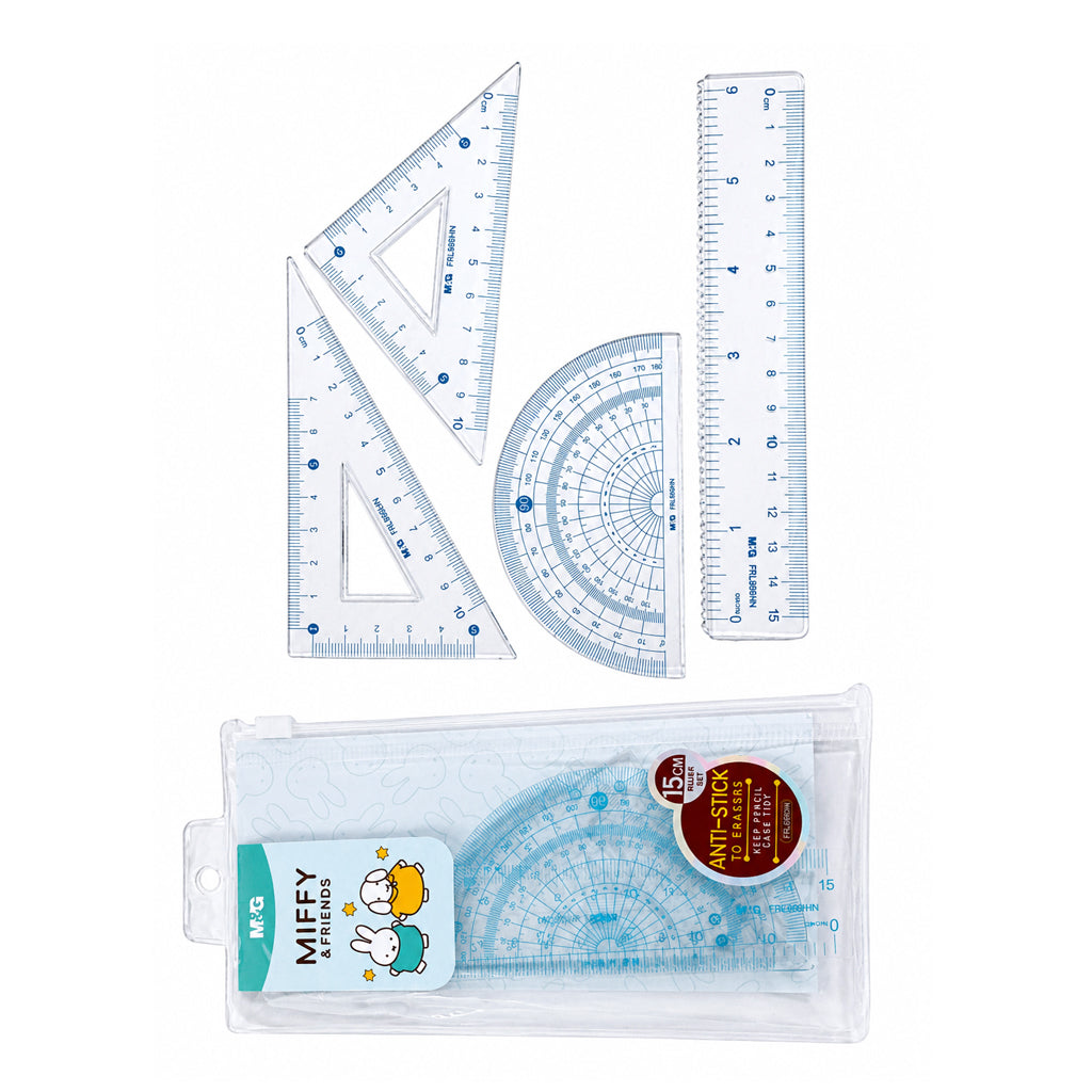 M&G Miffy & Friends Ruler Set 4S Anti-Stick To Erasers FRL960HN (Color May Vary)