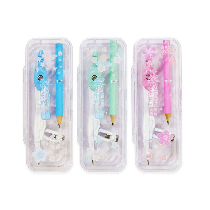 Compass Set 2's Compass + Lead Pencil Sakura Design HB-6602 (color may vary)