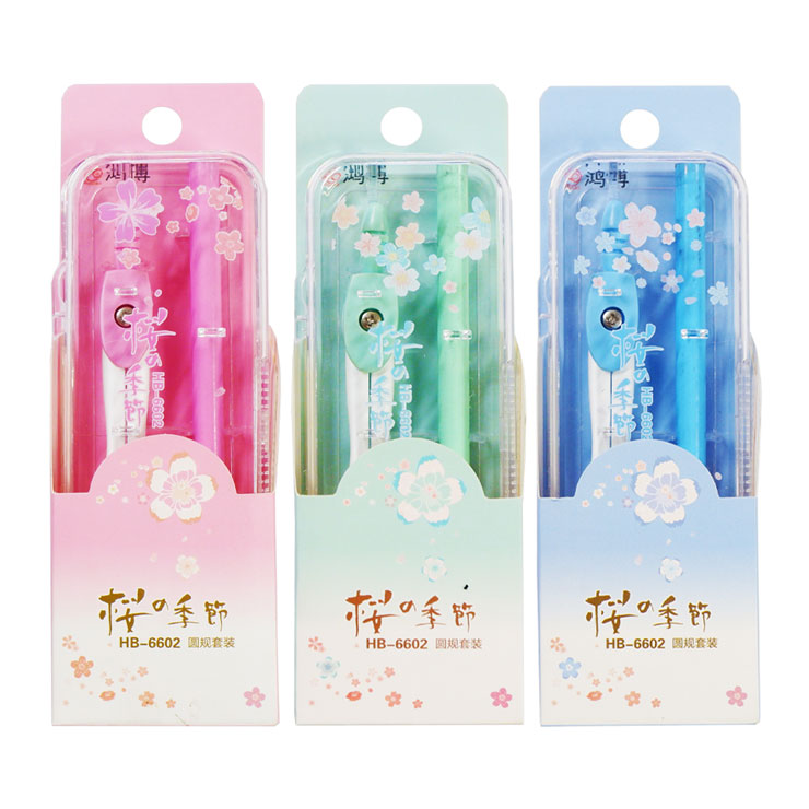 Compass Set 2's Compass + Lead Pencil Sakura Design HB-6602 (color may vary)