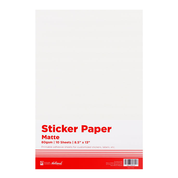 Best Buy Matte Sticker Paper 80 gsm Long 10's - Lowest Price - School & Office Supplies
