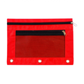 Highplus Cloth Envelope HP-241111-3H A5 Red Double Zipper Clear Front With Hole For Binder