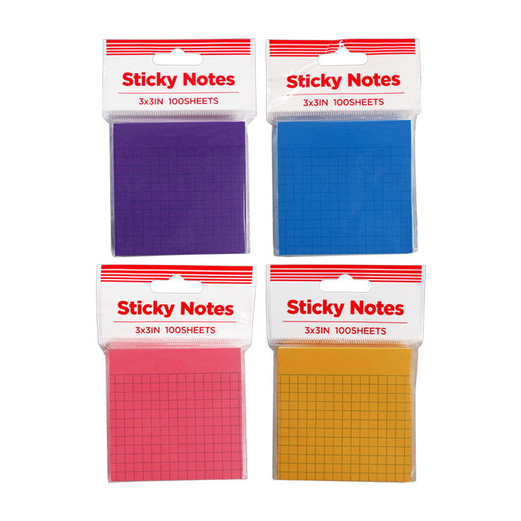 Best Buy Sticky Notes 3x3In Neon Grid Assorted