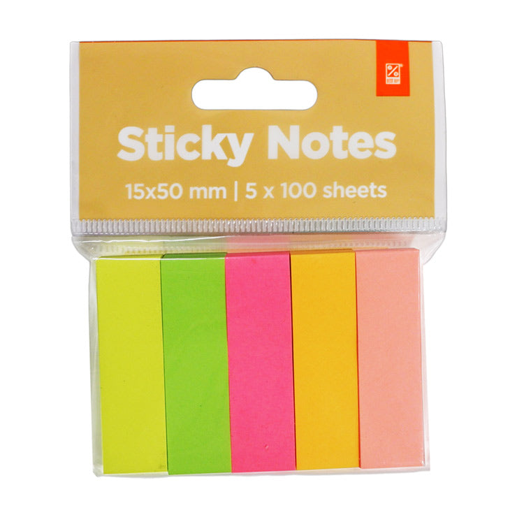 Best Buy Sticky Notes 15x50mm 5 Pads, Neon (Assorted Colors) - School & Office Stationery