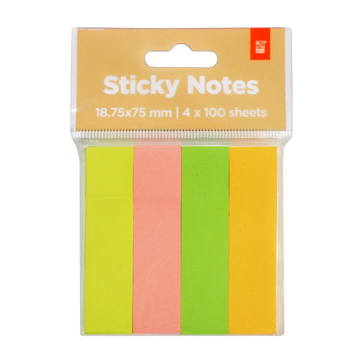 Best Buy Sticky Notes 18.75x75mm 4 Pads, Neon (Assorted Colors) - School & Office Stationery
