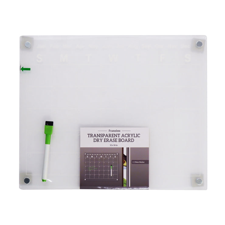 Whiteboard Oawb1512-W 12x16 Inches Transparent Acrylic Magnetic Dry Eraser - Wall Boards