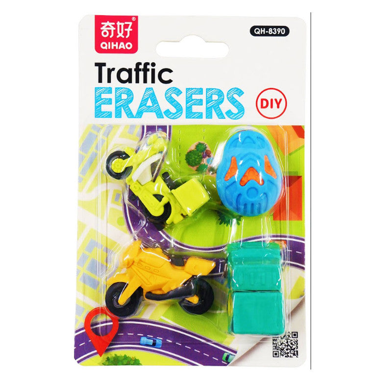 Qihao Rubber Eraser TPR Traffic Assorted 2 Designs QH-8390