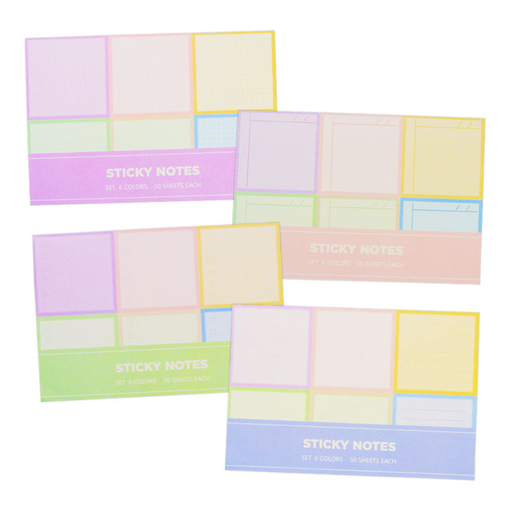 Best Buy Sticky Notes Set 6Pcs 50Sheets Soft Pastel Color