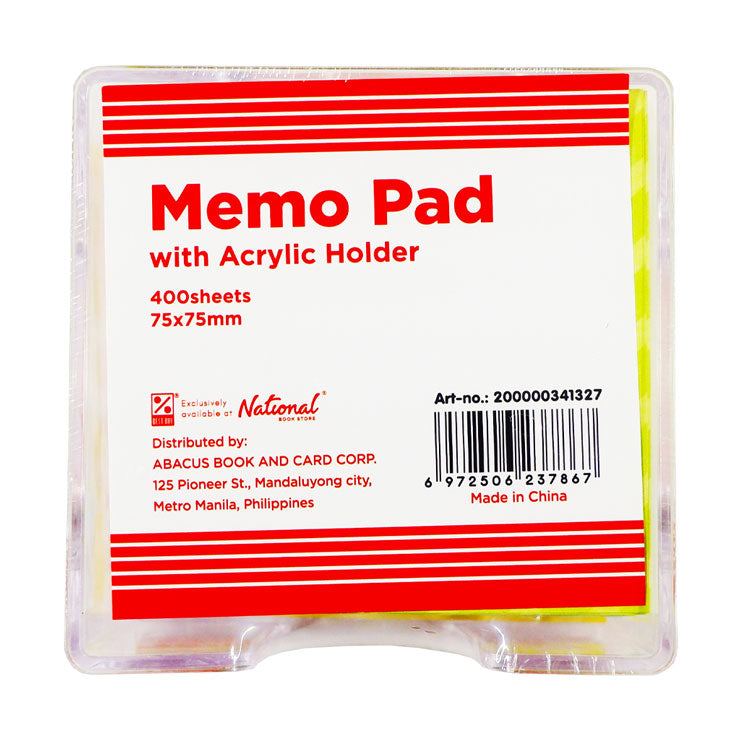 Best Buy Memo Pad With Acrylic 75X75mm 400Sheets Assorted Designs