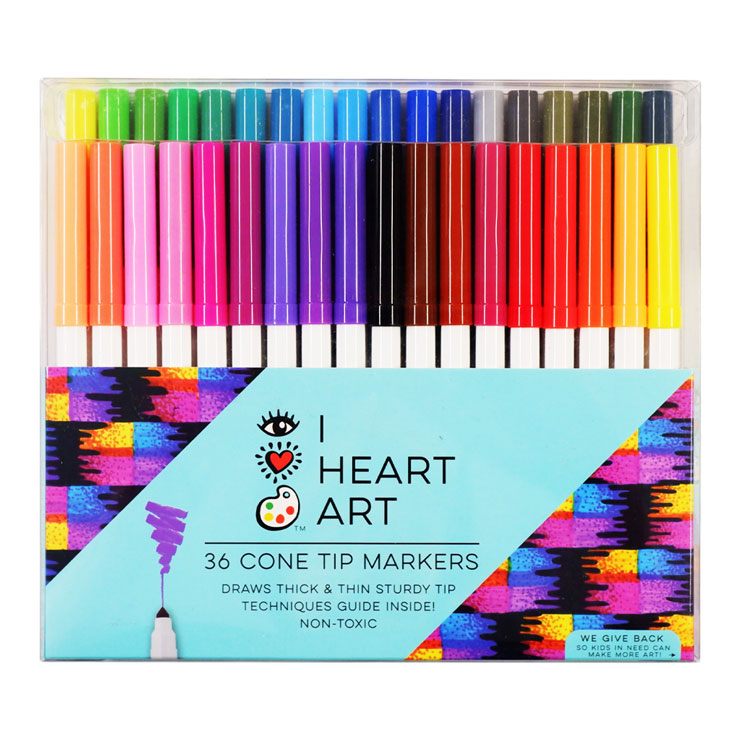 iHeartArt Cone Tip Markers 36 Assorted Colors 6036 - Arts & Crafts Supplies