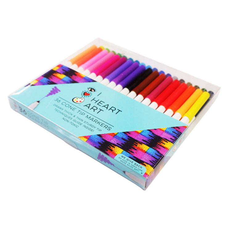 iHeartArt Cone Tip Markers 36 Assorted Colors 6036 - Arts & Crafts Supplies
