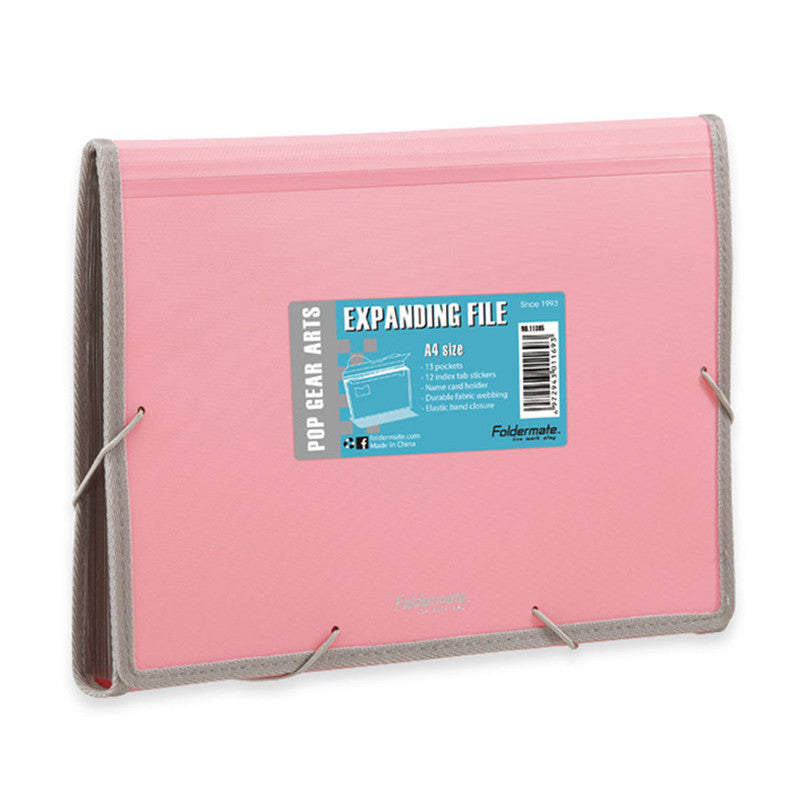Expanding File 11385 A4 13P Garter with Lining Pop Gear, Pink