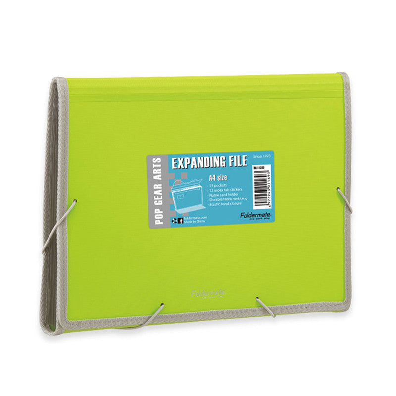 Expanding File 11383 A4 13P Garter with Lining Popgear, Green