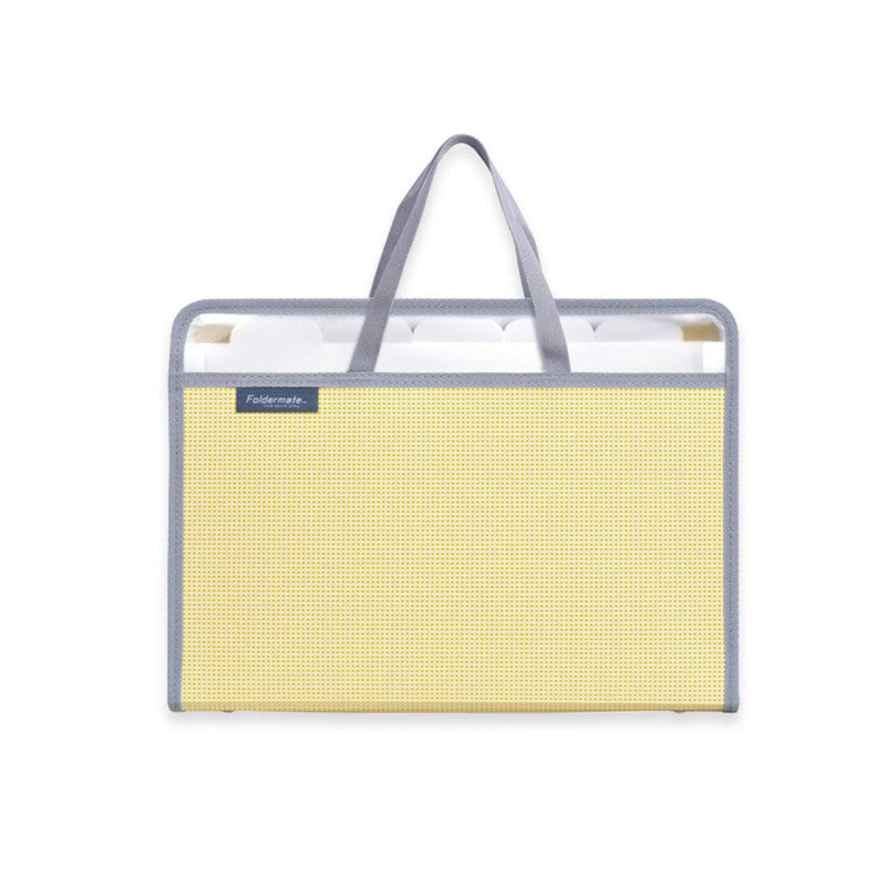 Expanding File with Handle 11853 A4 Yellow 5 Pockets with Tab Horizontal Colortify Zipper Lock