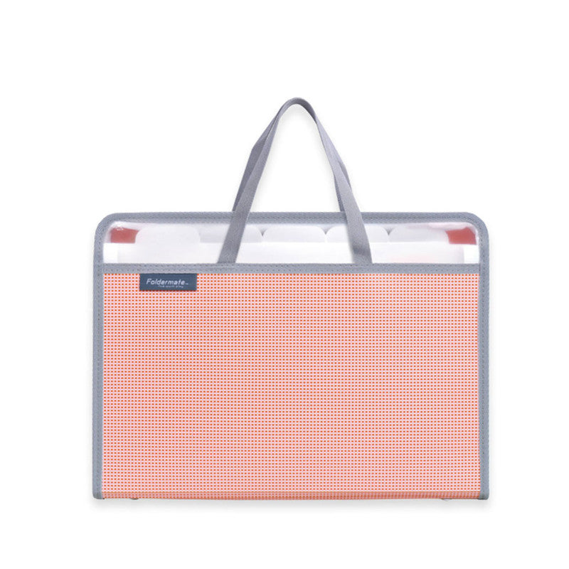 Expanding File with Handle 11854 A4 Persimmon 5 Pockets with Tab Horizontal Colortify Zipper Lock
