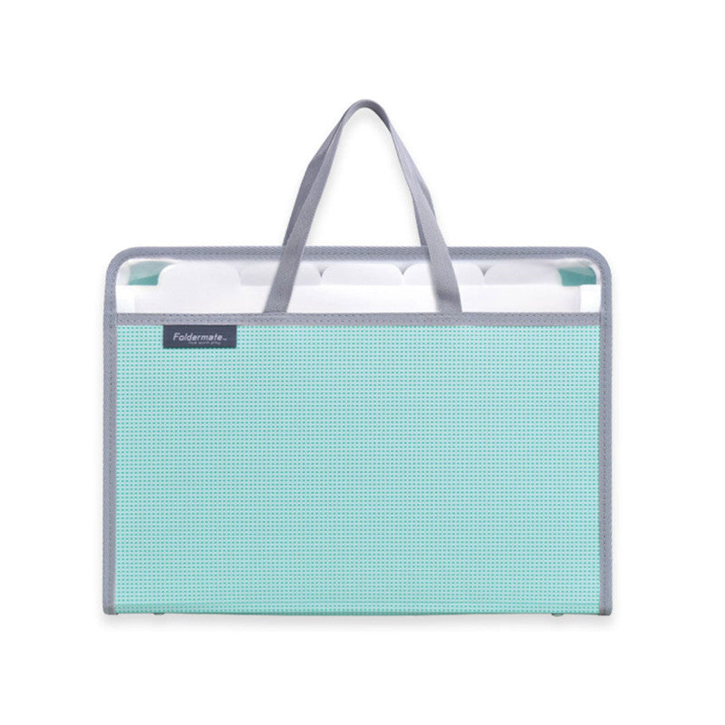 Expanding File with Handle 11858 A4 Aqua Blue 5 Pockets with Tab Horizontal Colortify Zipper Lock