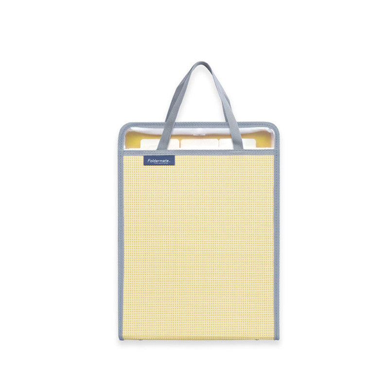 Expanding File with Handle 12853 A4 Yellow 3 Pockets with Tab Vertical Colortify Zipper Lock