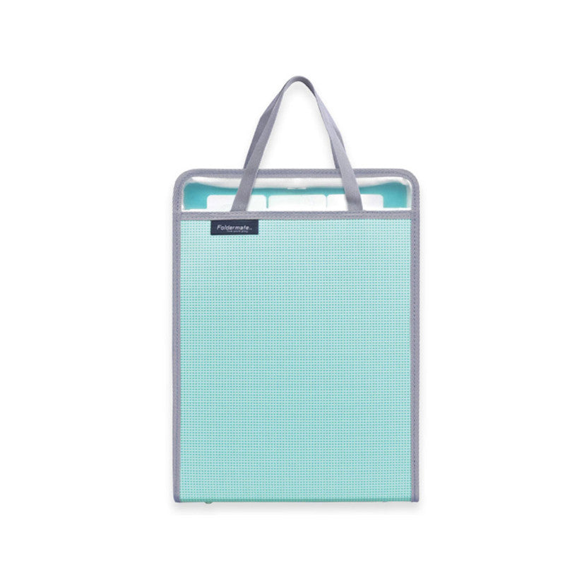 Expanding File with Handle 12858 A4 Aqua Blue 3 Pockets with Tab Vertical Colortify Zipper Lock