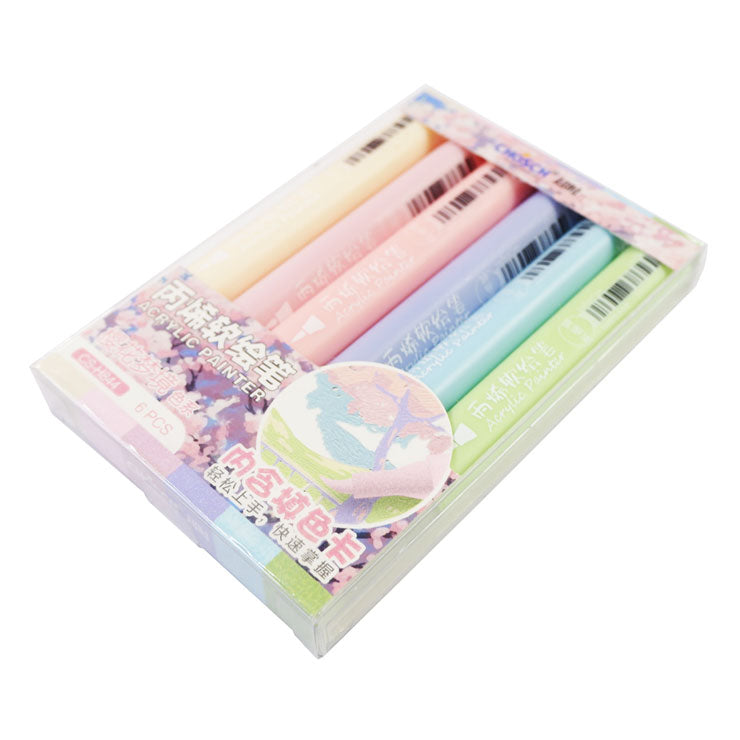 Chosch Acrylic Brush Marker CS-H844-6 Pastel 6 Colors - Arts & Crafts Supplies - Coloring