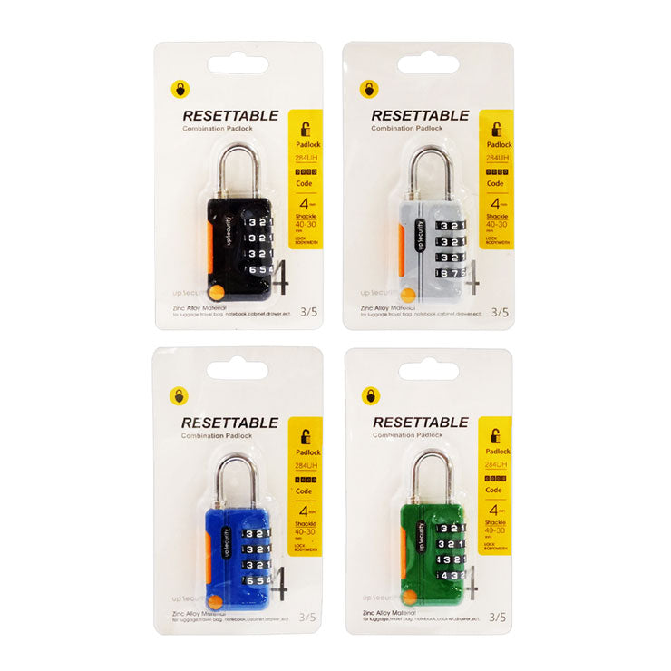 Padlock 814H Combination Resettable Zinc Alloy - Safety & Security  (Colors May Vary)