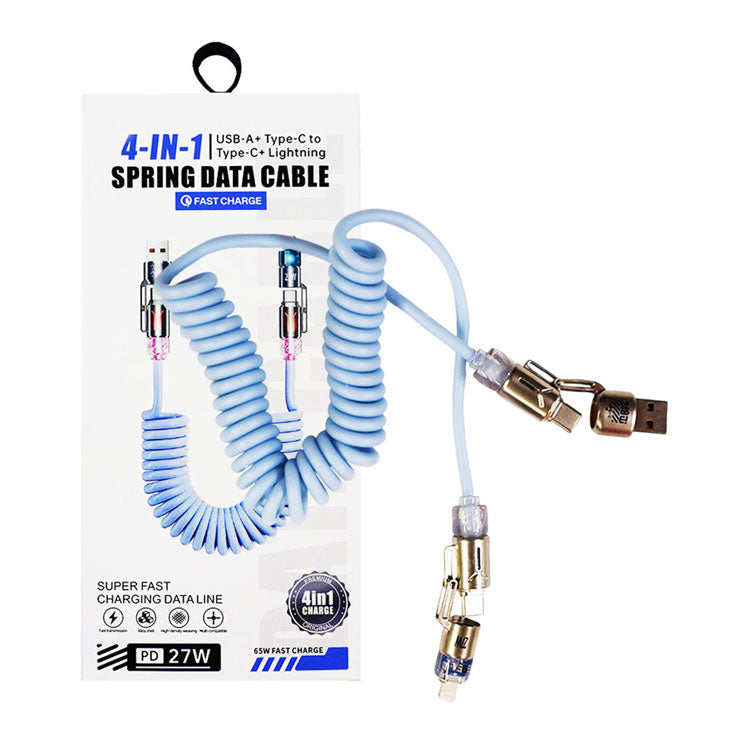 USB Cable Spring Cable Fast Charging USB Cable Pd27W 4In1 Spring Cable Fast Charging
