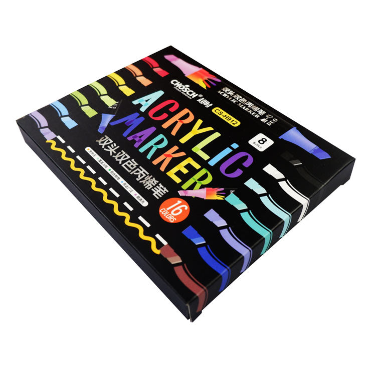 Chosch Acrylic Twin Marker CS-H912 Basic 8pcs 16 Colors - Arts & Crafts Supplies - Coloring