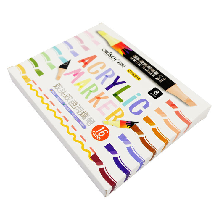 Chosch Acrylic Twin Marker CS-H914 Pastel 8pcs 16 Colors - Arts & Crafts Supplies - Coloring