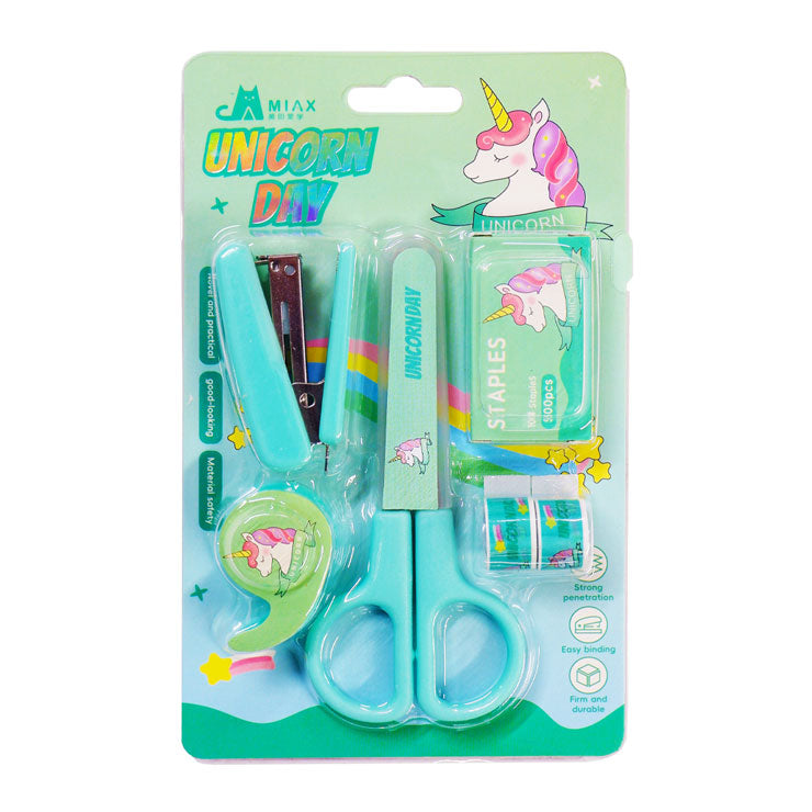 Stapler No.10 with Wire + Scissors +Tape + Dispenser Little Unicorn MX82004 (color may vary)