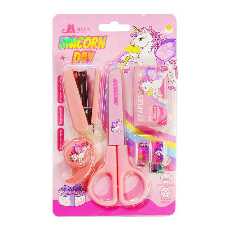 Stapler No.10 with Wire + Scissors +Tape + Dispenser Little Unicorn MX82004 (color may vary)