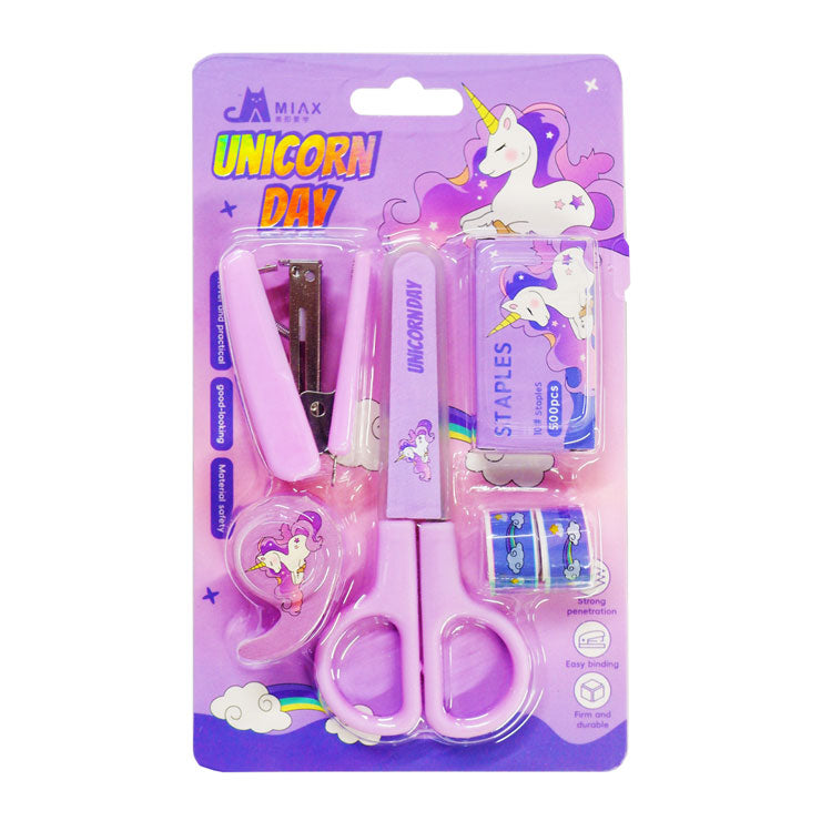 Stapler No.10 with Wire + Scissors +Tape + Dispenser Little Unicorn MX82004 (color may vary)