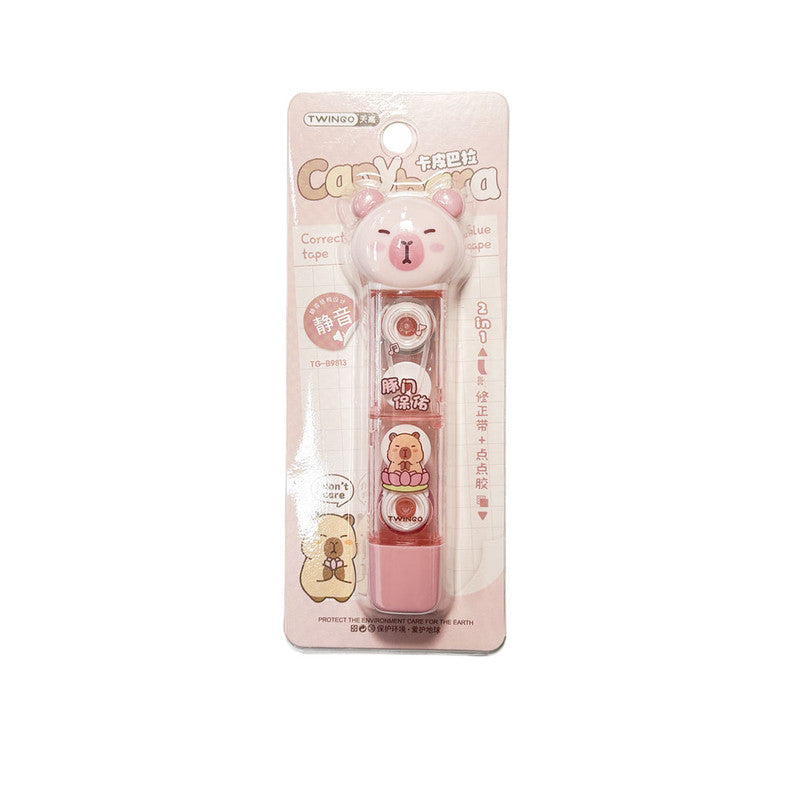 Correction Tape 5mmx4m with Glue Tape 5mmx3m Capybara Pink JT24092014