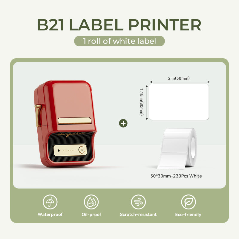 - The NIIMBOT B21S is a versatile and powerful Bluetooth thermal label printer, perfect for printing wide-format labels with ease and efficiency. With support for 25mm to 50mm label widths, this bold red-colored model is not only eye-catching but also hig