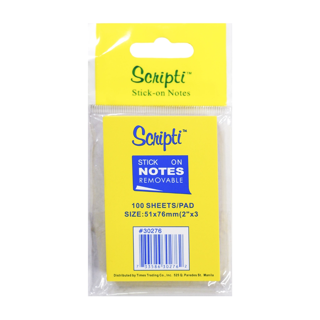 Scripti Sticky Note 2x3 Inches Neon 100 Sheets - School & Office Supplies - Note Pads