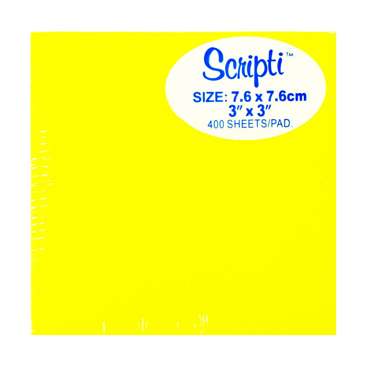Scripti Sticky Note 3x3 inches Pastel 100 sheets 4 Colors - School & Office Supplies - Note Pads